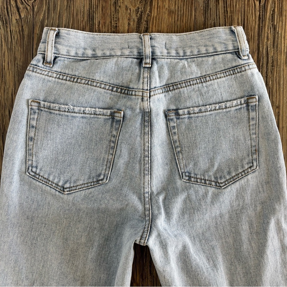 PacSun High Rise Straight Jeans Womens 25 Button Fly Distressed Lt Blue Denim - Picture 12 of 13